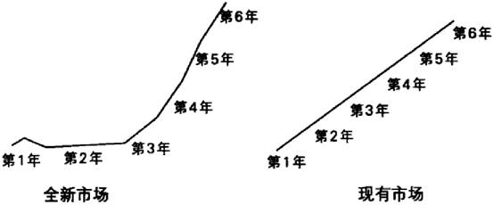 Figure 8: 全新市场和现有市场的销售增长曲线